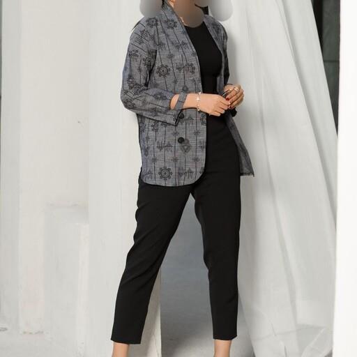 مانتو لنین اسلپ طرح دار آنزیم شوست بدونه آب رفت فیری سایز